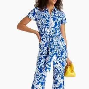 Alice + Olivia Jeans flared leg Pantsuit Roman Holiday Blue Eyes, Size 25